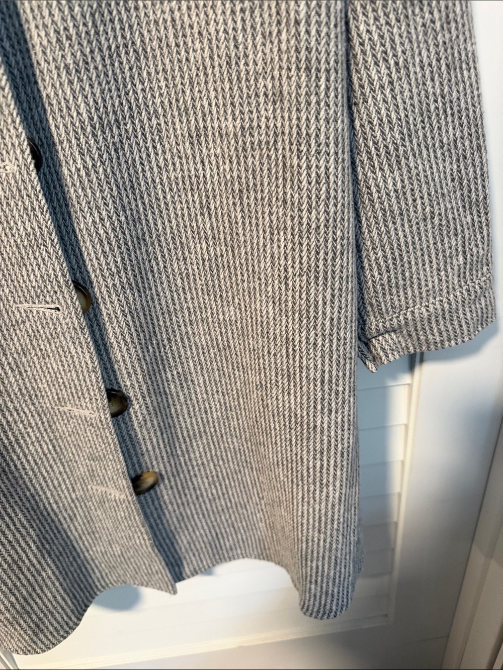 SHEIN Gray Ribbed Button-Front Long Coat - Picture 4 of 6